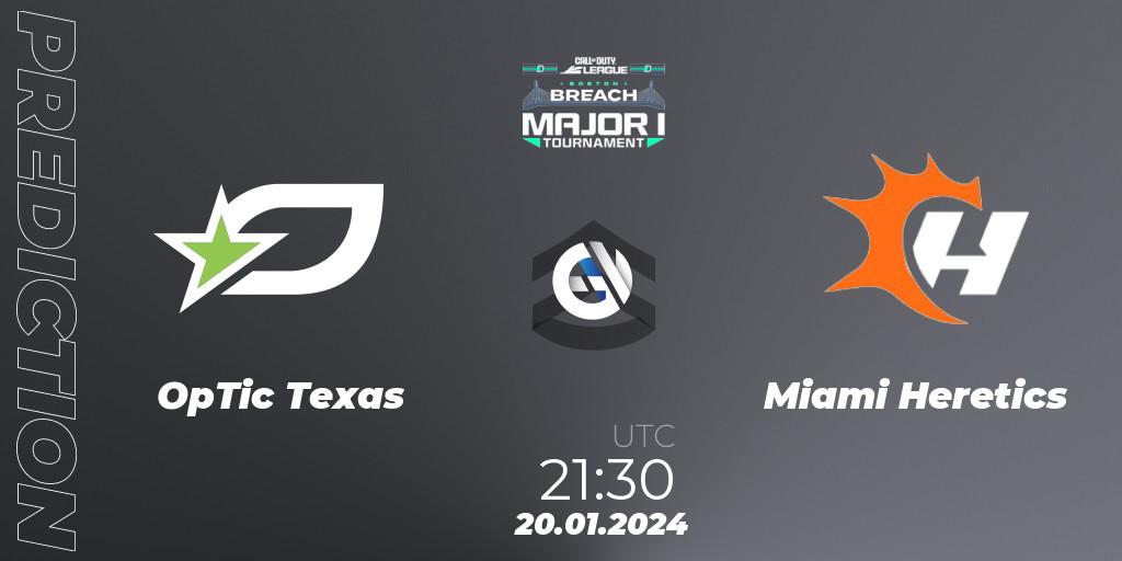 OpTic Texas vs Miami Heretics: Match Prediction. 19.01.2024 at 21:30, Call of Duty, Call of Duty League 2024: Stage 1 Major Qualifiers
