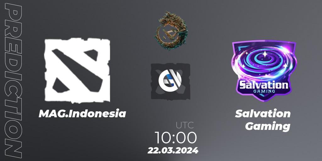 MAG.Indonesia vs Salvation Gaming: Match Prediction. 22.03.2024 at 10:00, Dota 2, PGL Wallachia Season 1: Southeast Asia Open Qualifier #1