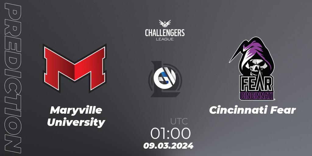Maryville University vs Cincinnati Fear: Match Prediction. 09.03.2024 at 01:00, LoL, NACL 2024 Spring - Group Stage