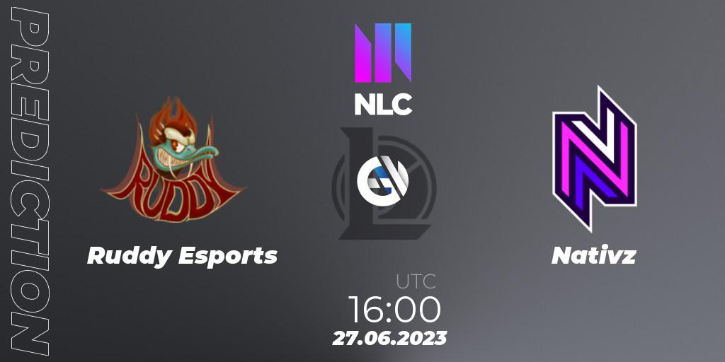 Ruddy Esports vs Nativz: Match Prediction. 27.06.2023 at 16:00, LoL, NLC Summer 2023 - Group Stage