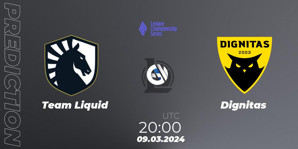 Team Liquid vs Dignitas: Match Prediction. 09.03.2024 at 23:00, LoL, LCS Spring 2024 - Group Stage
