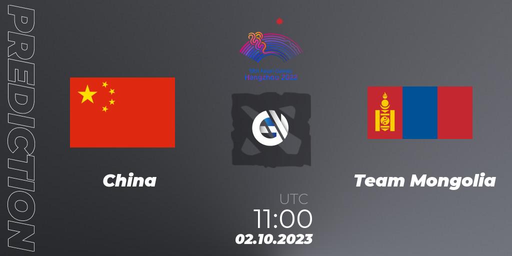 China vs Team Mongolia: Match Prediction. 02.10.23, Dota 2, 2022 Asian Games