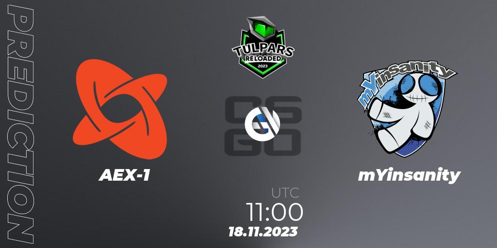 AEX-1 vs mYinsanity: Match Prediction. 18.11.2023 at 11:00, Counter-Strike (CS2), Monsters Reloaded 2023: German Qualifier