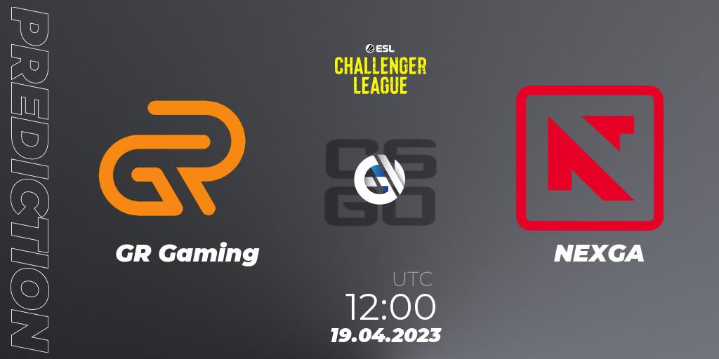 GR Gaming vs NEXGA: Match Prediction. 19.04.2023 at 12:00, Counter-Strike (CS2), ESL Challenger League Season 45: Asia-Pacific
