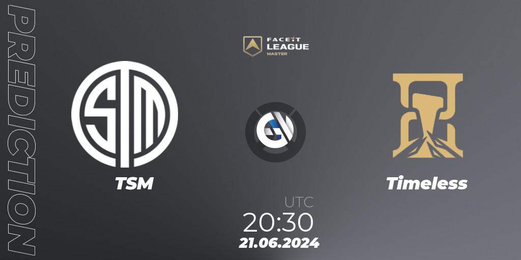 TSM vs Timeless: Match Prediction. 21.06.2024 at 21:30, Overwatch, FACEIT League Season 1 - NA Master Road to EWC