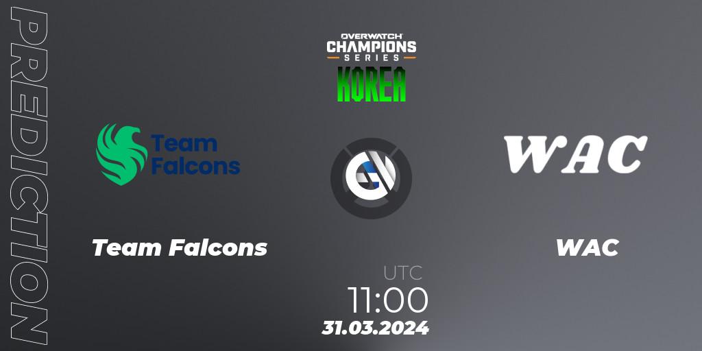 Team Falcons vs WAC: Match Prediction. 31.03.2024 at 11:00, Overwatch, Overwatch Champions Series 2024 - Stage 1 Korea
