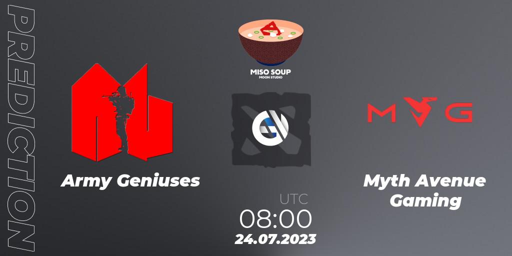 Army Geniuses vs Myth Avenue Gaming: Match Prediction. 24.07.2023 at 08:19, Dota 2, Moon Studio Miso Soup