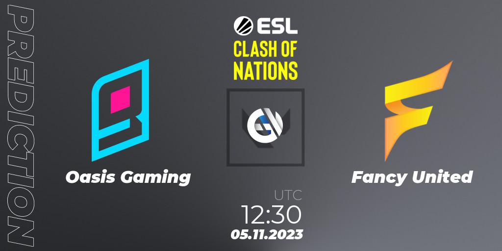 Oasis Gaming vs Fancy United: Match Prediction. 05.11.2023 at 13:00, VALORANT, ESL Clash of Nations 2023 - SEA Closed Qualifier