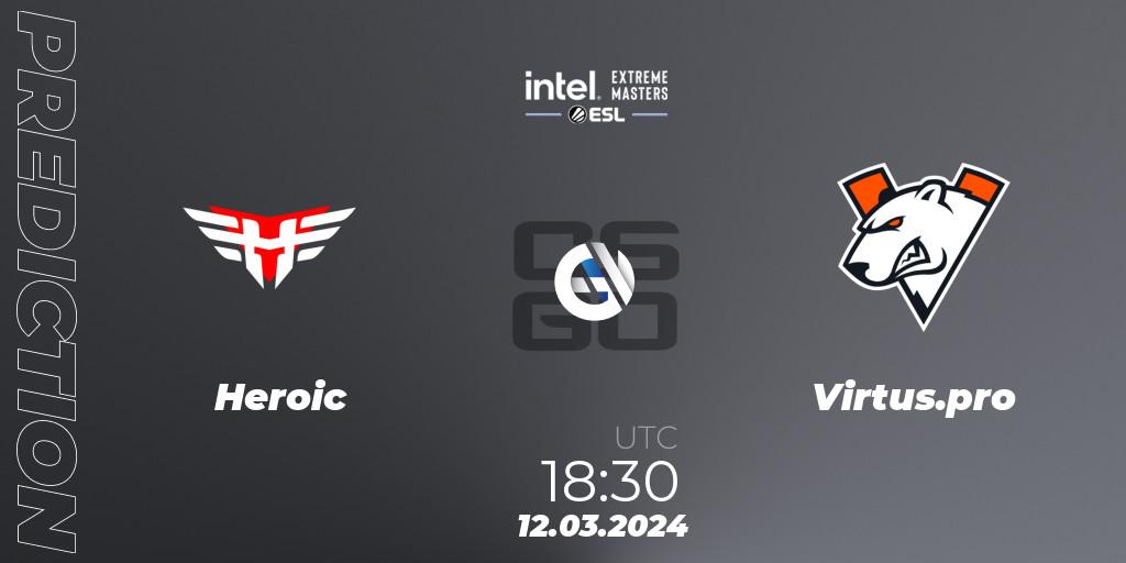 Heroic vs Virtus.pro: Match Prediction. 12.03.2024 at 18:30, Counter-Strike (CS2), Intel Extreme Masters Dallas 2024: European Closed Qualifier