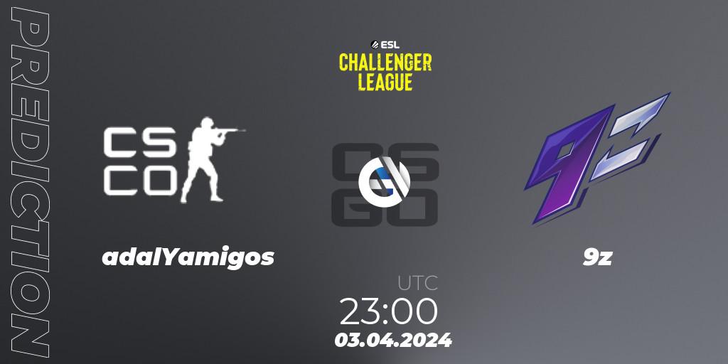 adalYamigos vs 9z: Match Prediction. 03.04.2024 at 23:00, Counter-Strike (CS2), ESL Challenger League Season 47: South America