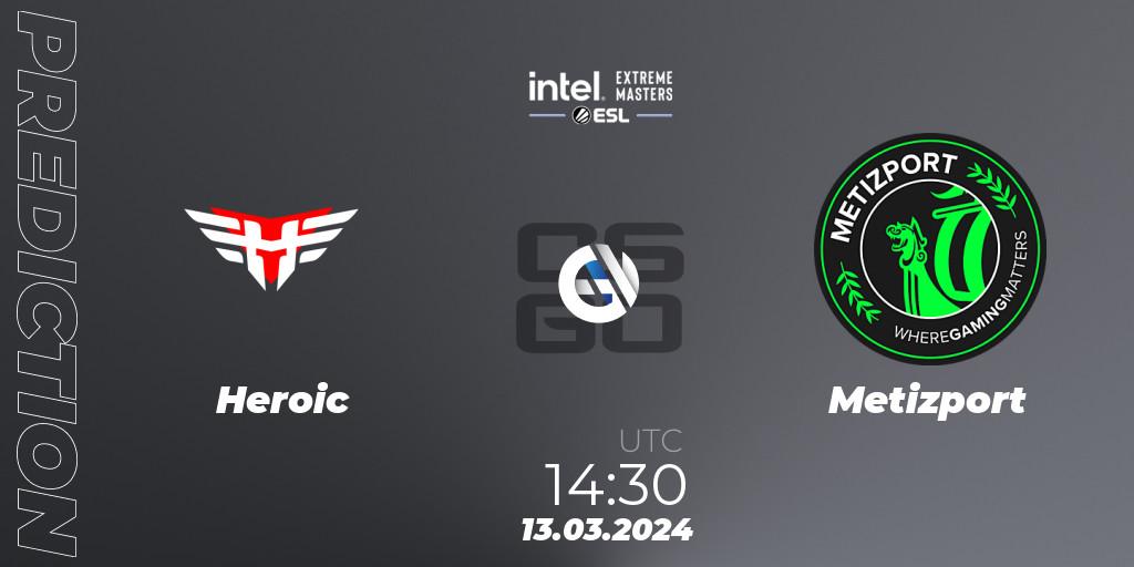 Heroic vs Metizport: Match Prediction. 13.03.2024 at 14:30, Counter-Strike (CS2), Intel Extreme Masters Dallas 2024: European Closed Qualifier