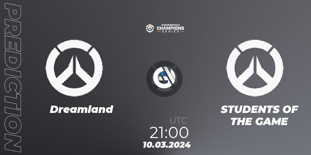 Dreamland vs STUDENTS OF THE GAME: Match Prediction. 10.03.2024 at 21:00, Overwatch, Overwatch Champions Series 2024 - North America Stage 1 Group Stage