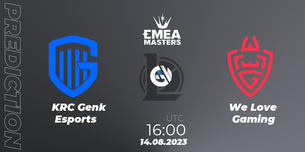 KRC Genk Esports vs We Love Gaming: Match Prediction. 14.08.2023 at 16:15, LoL, EMEA Masters Summer 2023