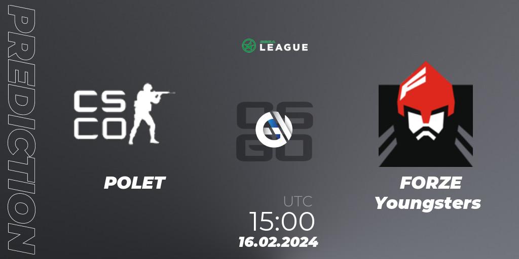 POLET vs FORZE Youngsters: Match Prediction. 16.02.2024 at 15:00, Counter-Strike (CS2), ESEA Season 48: Advanced Division - Europe