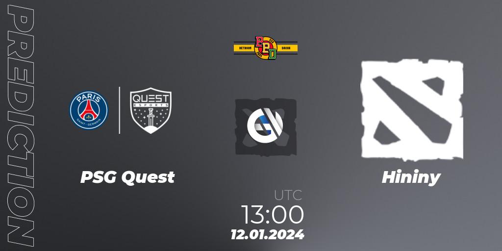 PSG Quest vs Hininy: Match Prediction. 12.01.2024 at 13:03, Dota 2, BetBoom Dacha Dubai 2024: MENA Closed Qualifier