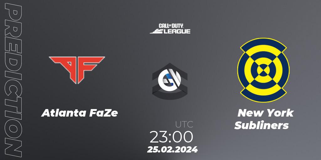 Atlanta FaZe vs New York Subliners: Match Prediction. 25.02.2024 at 23:00, Call of Duty, Call of Duty League 2024: Stage 2 Major Qualifiers