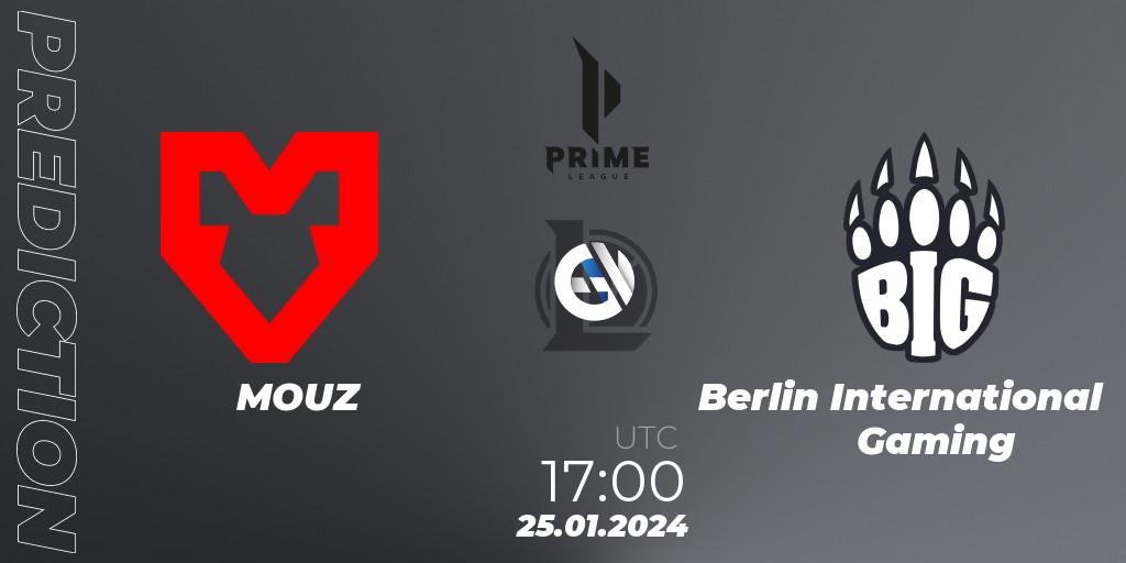 MOUZ vs Berlin International Gaming: Match Prediction. 25.01.2024 at 17:00, LoL, Prime League Spring 2024 - Group Stage