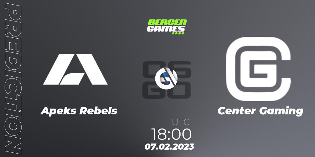 Apeks Rebels vs Center Gaming: Match Prediction. 07.02.23, CS2 (CS:GO), Bergen Games 2023: Online Stage
