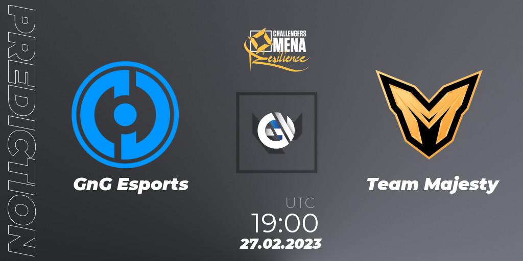 GnG Esports vs Team Majesty: Match Prediction. 27.02.2023 at 18:00, VALORANT, VALORANT Challengers 2023 MENA: Resilience Split 1 - Levant and North Africa