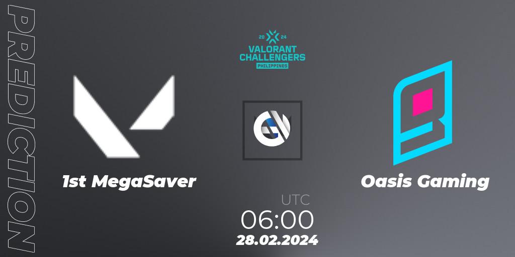 1st MegaSaver vs Oasis Gaming: Match Prediction. 28.02.2024 at 06:00, VALORANT, VALORANT Challengers 2024 Philippines: Split 1