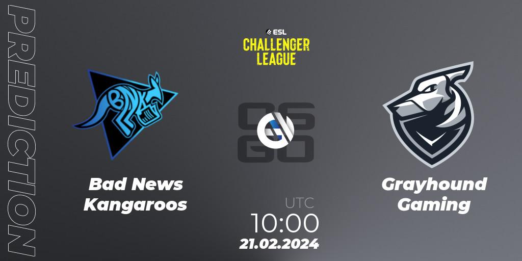 Bad News Kangaroos vs Grayhound Gaming: Match Prediction. 21.02.2024 at 10:00, Counter-Strike (CS2), ESL Challenger League Season 47: Oceania