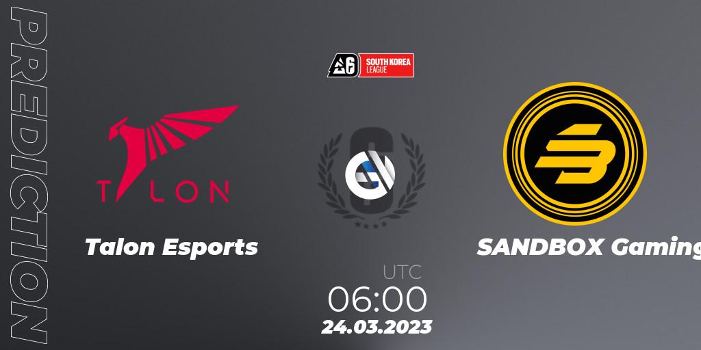 Talon Esports vs SANDBOX Gaming: Match Prediction. 24.03.23, Rainbow Six, South Korea League 2023 - Stage 1