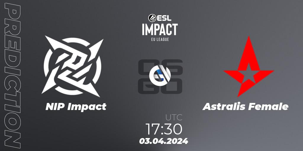 NIP Impact vs Astralis Female: Match Prediction. 03.04.2024 at 17:30, Counter-Strike (CS2), ESL Impact League Season 5: Europe