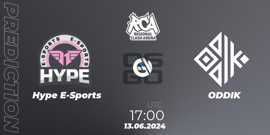 Hype E-Sports vs ODDIK: Match Prediction. 13.06.2024 at 17:00, Counter-Strike (CS2), Regional Clash Arena South America