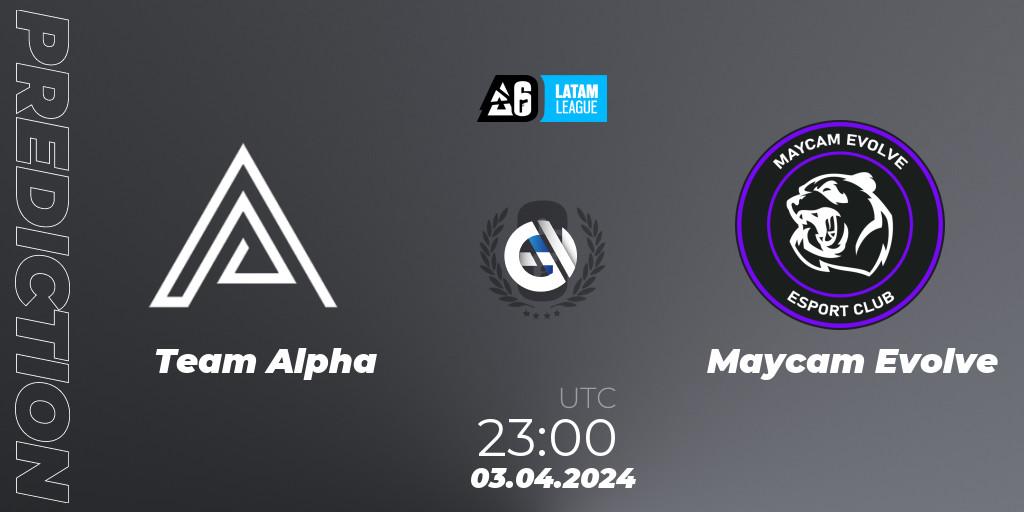 Team Alpha vs Maycam Evolve: Match Prediction. 03.04.2024 at 23:00, Rainbow Six, LATAM League 2024 - Stage 1: LATAM South