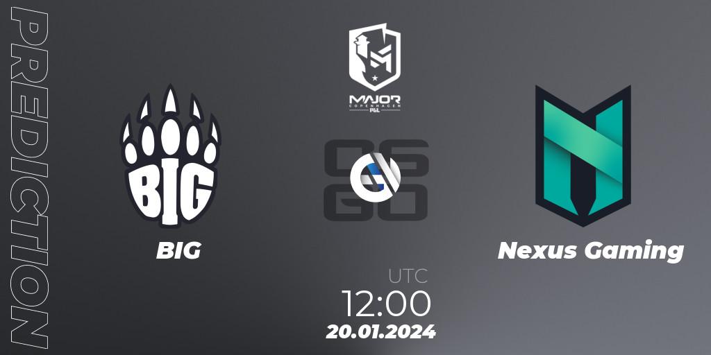 BIG vs Nexus Gaming: Match Prediction. 20.01.2024 at 12:00, Counter-Strike (CS2), PGL CS2 Major Copenhagen 2024 Europe RMR Closed Qualifier