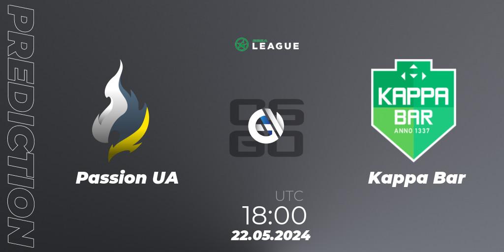 Passion UA vs Kappa Bar: Match Prediction. 22.05.2024 at 18:00, Counter-Strike (CS2), ESEA Season 49: Advanced Division - Europe
