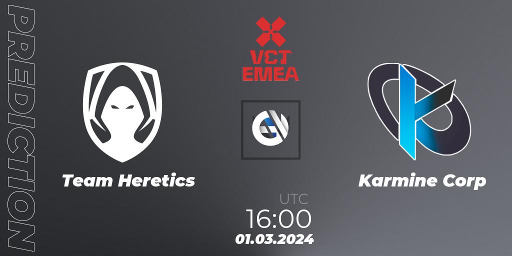 Team Heretics vs Karmine Corp: Match Prediction. 01.03.2024 at 16:10, VALORANT, VCT 2024: EMEA Kickoff