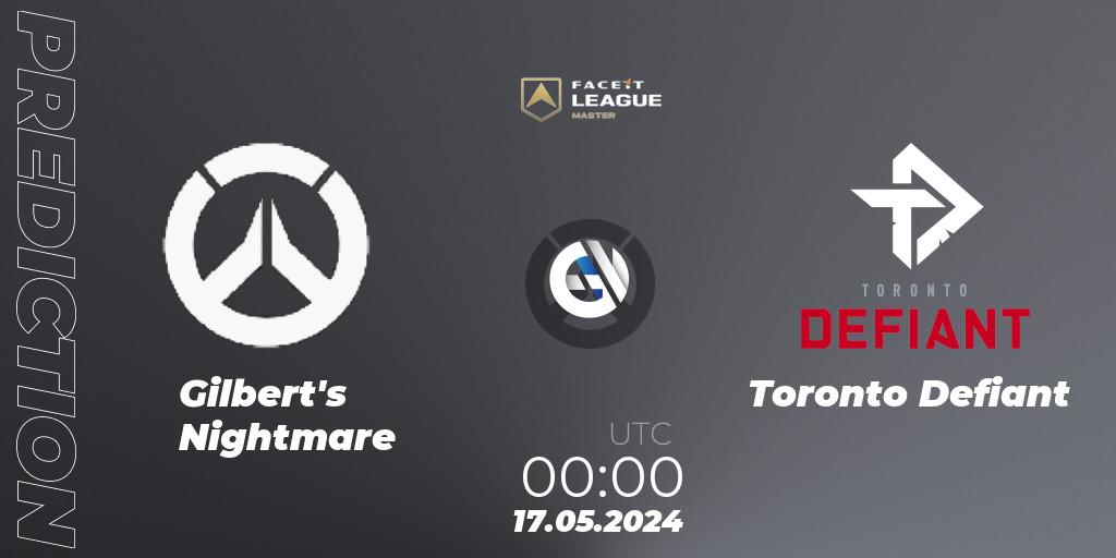 Gilbert's Nightmare vs Toronto Defiant: Match Prediction. 17.05.2024 at 00:00, Overwatch, FACEIT League Season 1 - NA Master Road to EWC