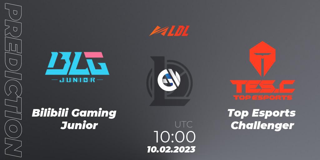 Bilibili Gaming Junior vs Top Esports Challenger: Match Prediction. 10.02.2023 at 09:40, LoL, LDL 2023 - Swiss Stage
