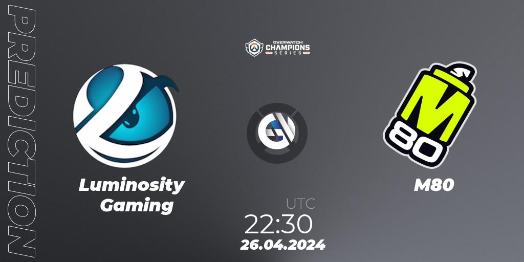Luminosity Gaming vs M80: Match Prediction. 26.04.2024 at 21:00, Overwatch, Overwatch Champions Series 2024 - North America Stage 2 Main Event