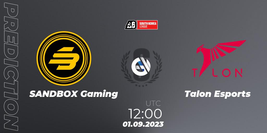 SANDBOX Gaming vs Talon Esports: Match Prediction. 01.09.2023 at 12:00, Rainbow Six, South Korea League 2023 - Stage 2