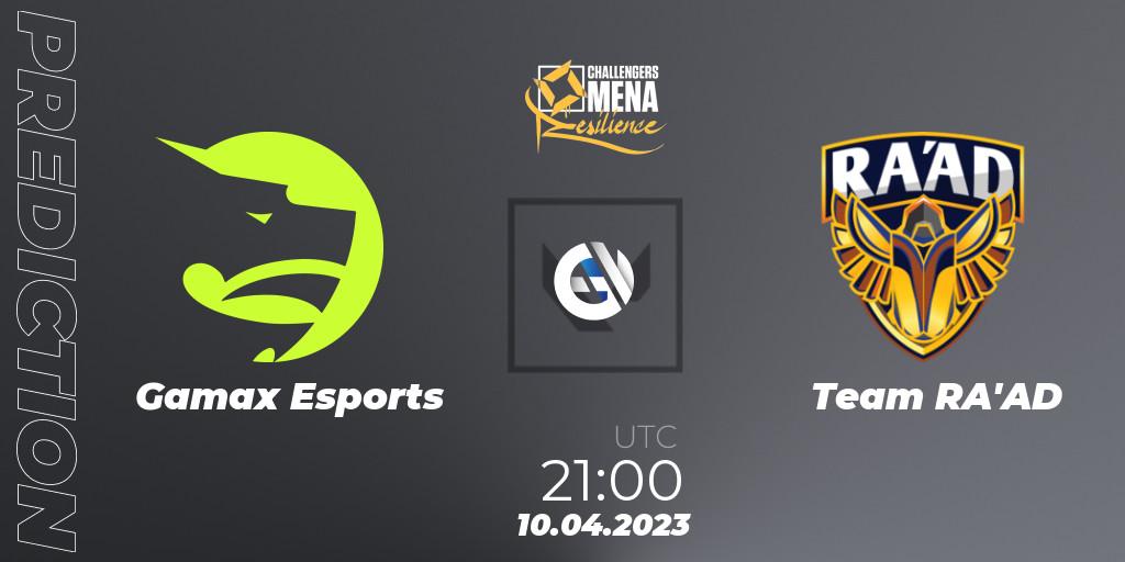 Gamax Esports vs Team RA'AD: Match Prediction. 10.04.2023 at 21:00, VALORANT, VALORANT Challengers 2023 MENA: Resilience Split 2 - Levant and North Africa