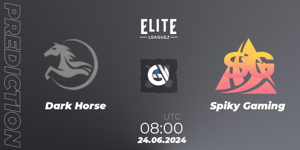 Dark Horse vs Spiky Gaming: Match Prediction. 24.06.2024 at 06:30, Dota 2, Elite League Season 2: China Closed Qualifier