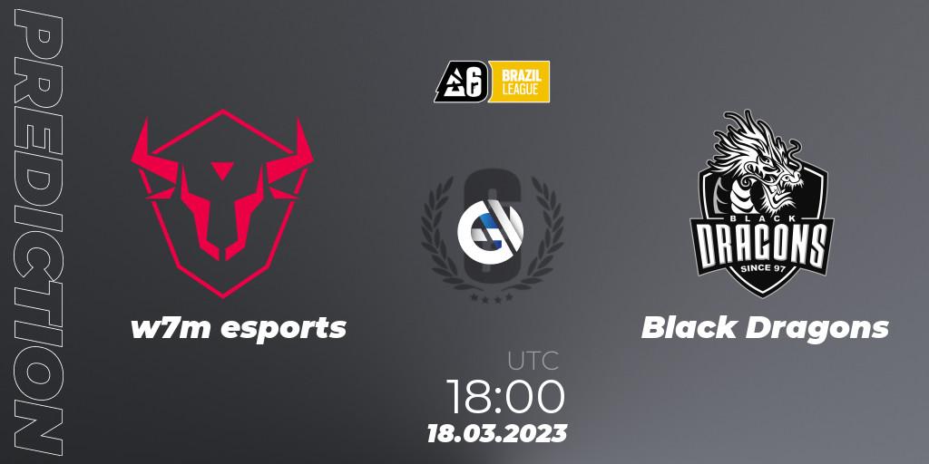 w7m esports vs Black Dragons: Match Prediction. 18.03.2023 at 18:00, Rainbow Six, Brazil League 2023 - Stage 1