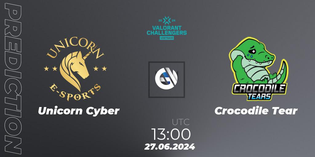 Unicorn Cyber vs Crocodile Tear: Match Prediction. 27.06.2024 at 13:00, VALORANT, VALORANT Challengers 2024: Vietnam Split 2