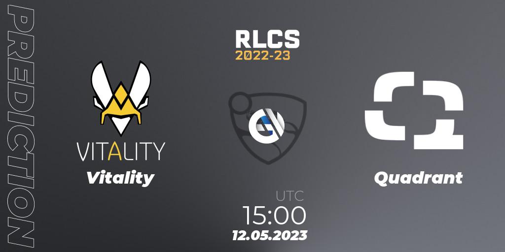 Vitality vs Quadrant: Match Prediction. 12.05.2023 at 15:00, Rocket League, RLCS 2022-23 - Spring: Europe Regional 1 - Spring Open
