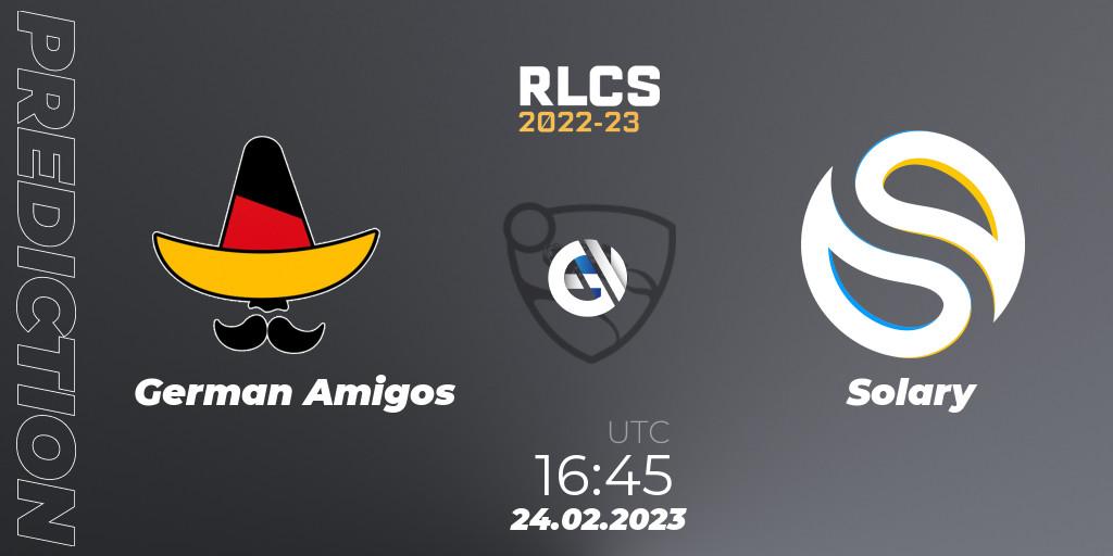 German Amigos vs Solary: Match Prediction. 24.02.2023 at 16:45, Rocket League, RLCS 2022-23 - Winter: Europe Regional 3 - Winter Invitational