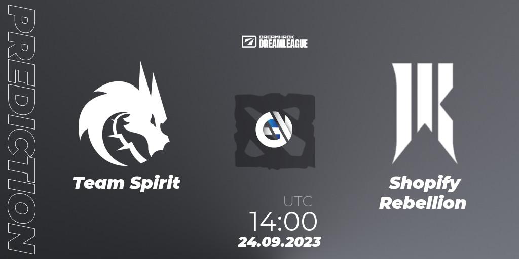 Team Spirit vs Shopify Rebellion: Match Prediction. 24.09.2023 at 14:18, Dota 2, DreamLeague Season 21