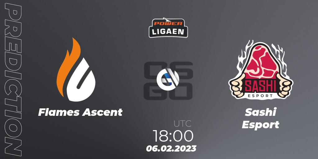 Flames Ascent vs Sashi Esport: Match Prediction. 06.02.2023 at 18:00, Counter-Strike (CS2), Dust2.dk Ligaen Season 22