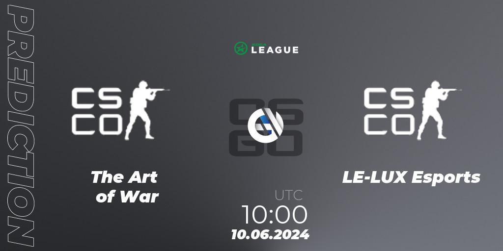 The Art of War vs LE-LUX Esports: Match Prediction. 10.06.2024 at 10:00, Counter-Strike (CS2), ESEA Season 49: Open Division - Oceania