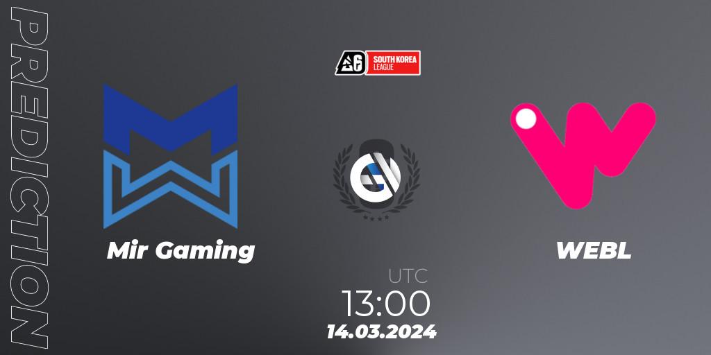Mir Gaming vs WEBL: Match Prediction. 14.03.2024 at 13:00, Rainbow Six, South Korea League 2024 - Stage 1