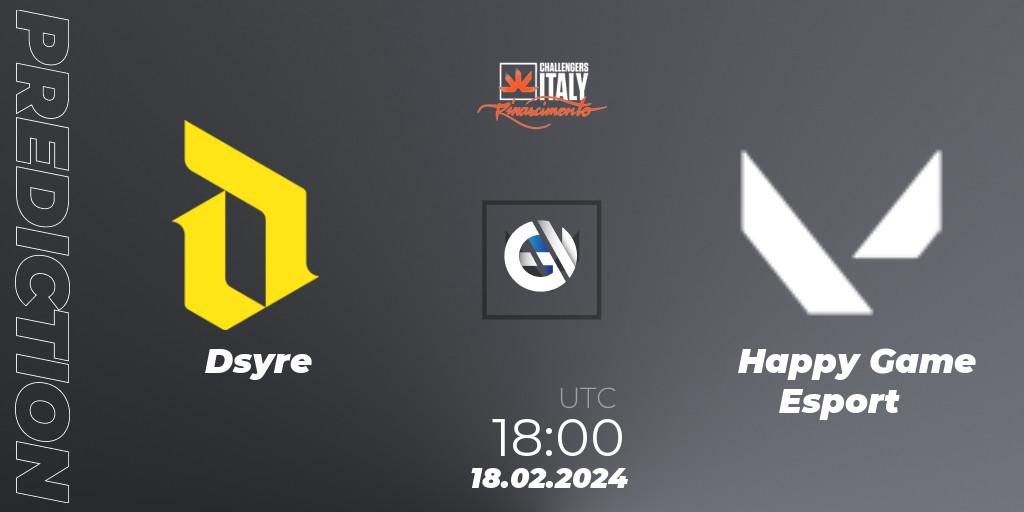 Dsyre vs Happy Game Esport: Match Prediction. 18.02.24, VALORANT, VALORANT Challengers 2024 Italy: Rinascimento Split 1