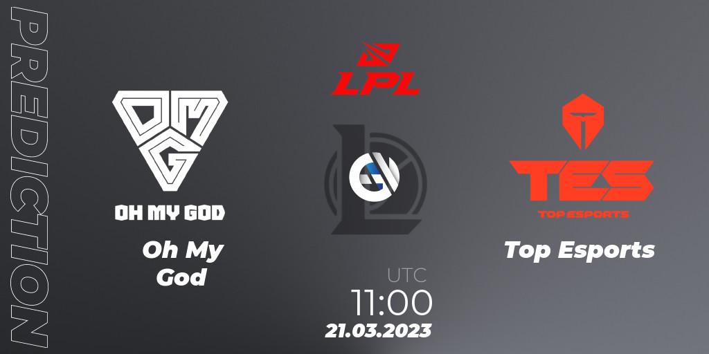 Oh My God vs Top Esports: Match Prediction. 21.03.2023 at 09:00, LoL, LPL Spring 2023 - Group Stage
