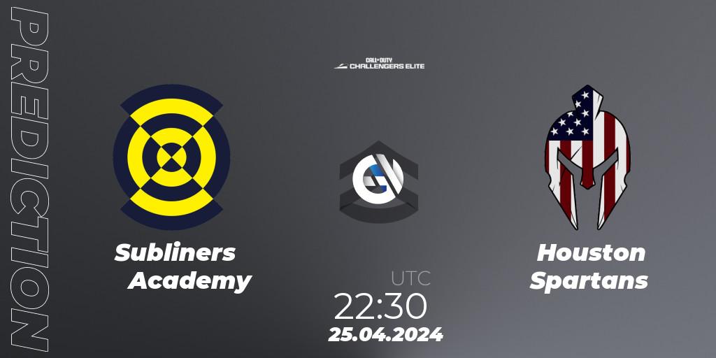 Subliners Academy vs Houston Spartans: Match Prediction. 25.04.2024 at 22:30, Call of Duty, Call of Duty Challengers 2024 - Elite 2: NA