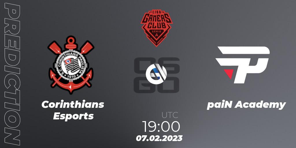 Corinthians Esports vs paiN Academy: Match Prediction. 07.02.23, CS2 (CS:GO), Gamers Club Liga Série A: January 2023